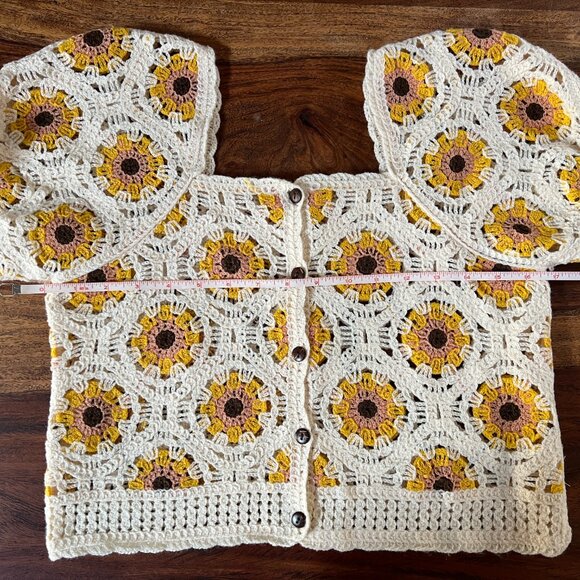 RedBerry Aussie Crochet Button-Up Top S/M - Picture 7 of 10